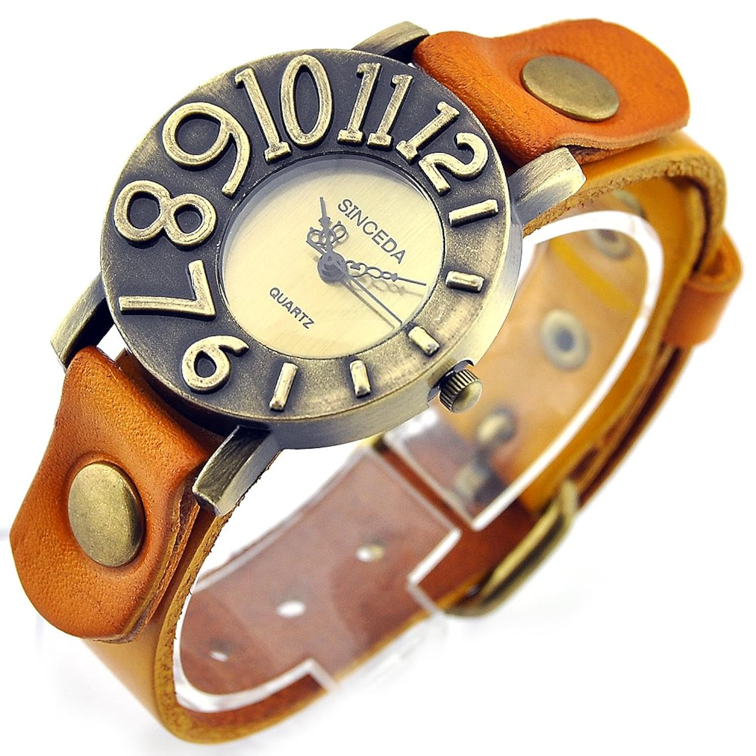 

Sinceda Genuine Leather Punk Retro Arabic Numerals Women's Fashion Watch