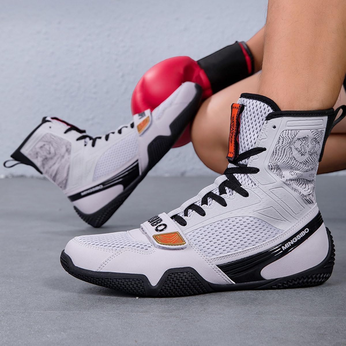 Mens Womens High Top Wrestling Boxing Shoes Lightweight Non-Slip Breathable Fitness Sneakers For Boxing Weightlifting Training_vogvips.com