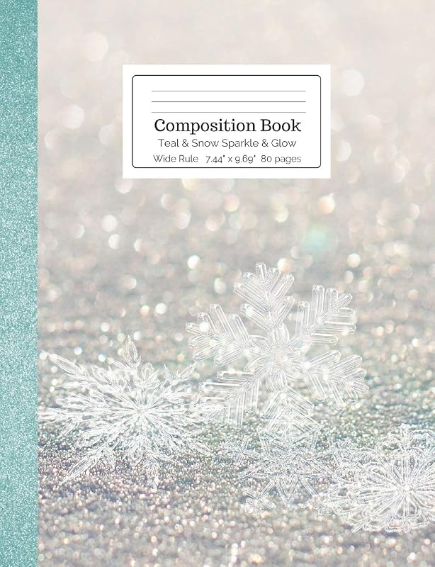 Composition Book Teal & Snow Sparkle & Glow Wide Rule by Cool for School Composition Notebooks