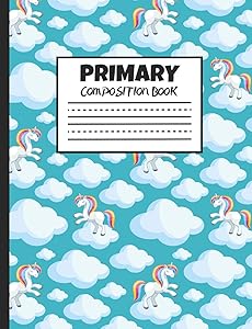 Primary Composition Book: Unicorns on Clouds, 200 Pages, Handwriting Paper (7.44" x 9.69") by Larkspur & Tea Publishing
