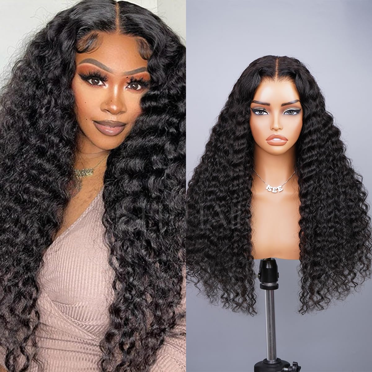 Parrucca lace front in capelli umani kinky curly birmani_voghion.com