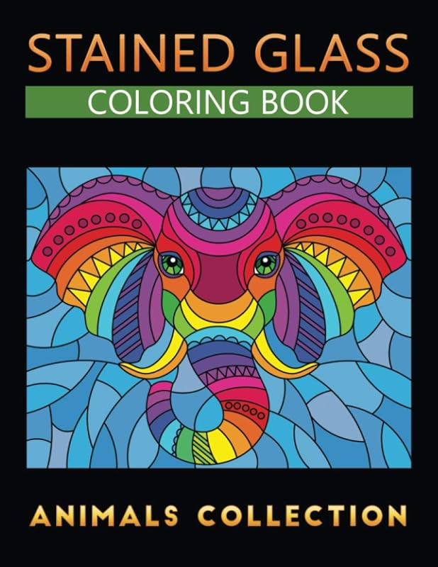 Stained Glass coloring book animals collection: Designs for Relaxation and Stress Relief by Jane Press