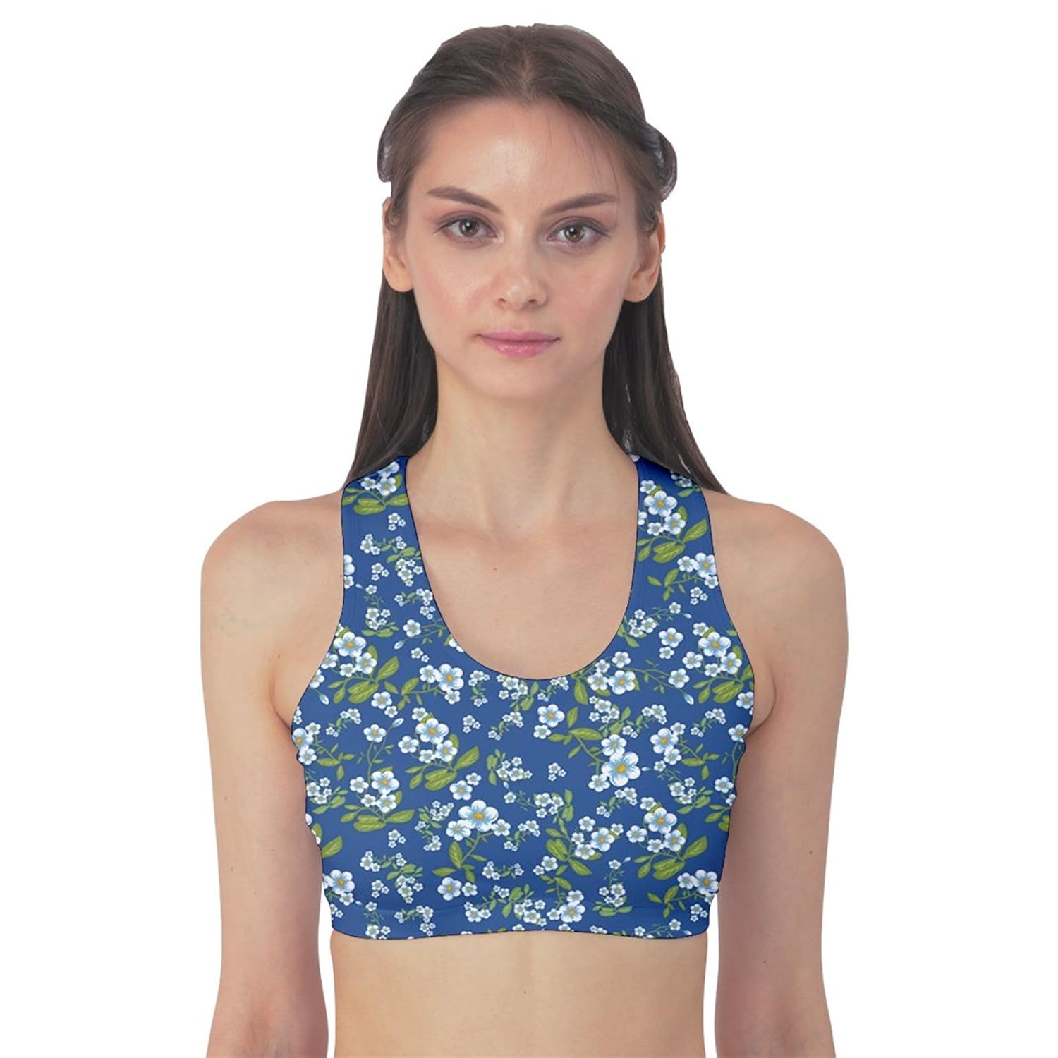 

Blue Blue Flowers Pattern Design Women's Sport Bra