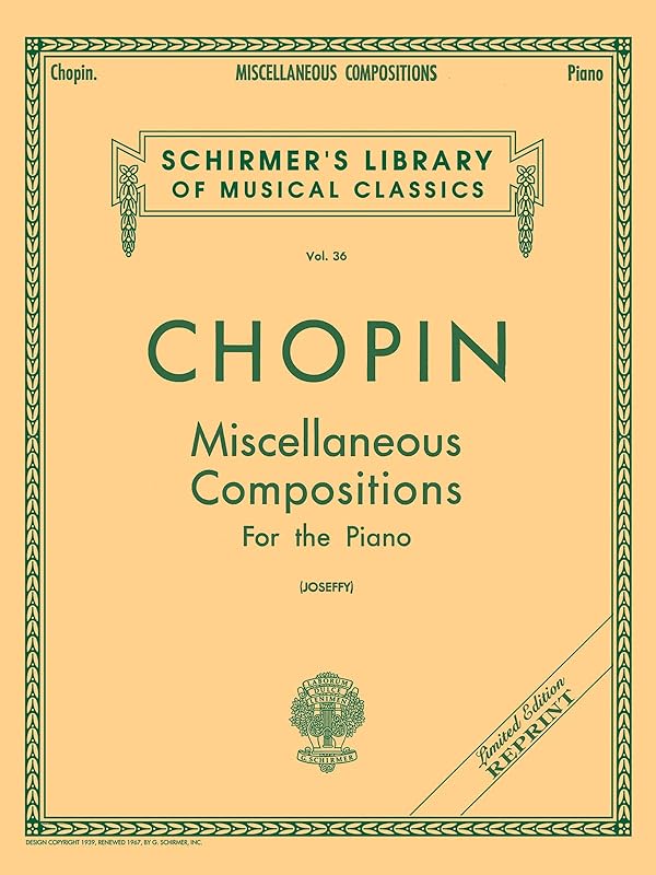 Miscellaneous Compositions: Schirmer Library of Classics Volume 36 Piano Solo by Rafael Joseffy