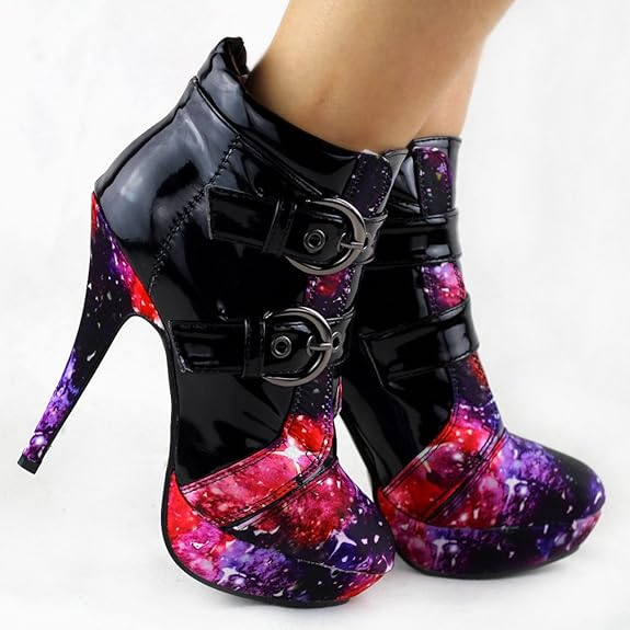Show Story Punk Buckle Night Sky High Heel Stiletto Platform Ankle Boots,LF30301 â $31.36 â $35. 