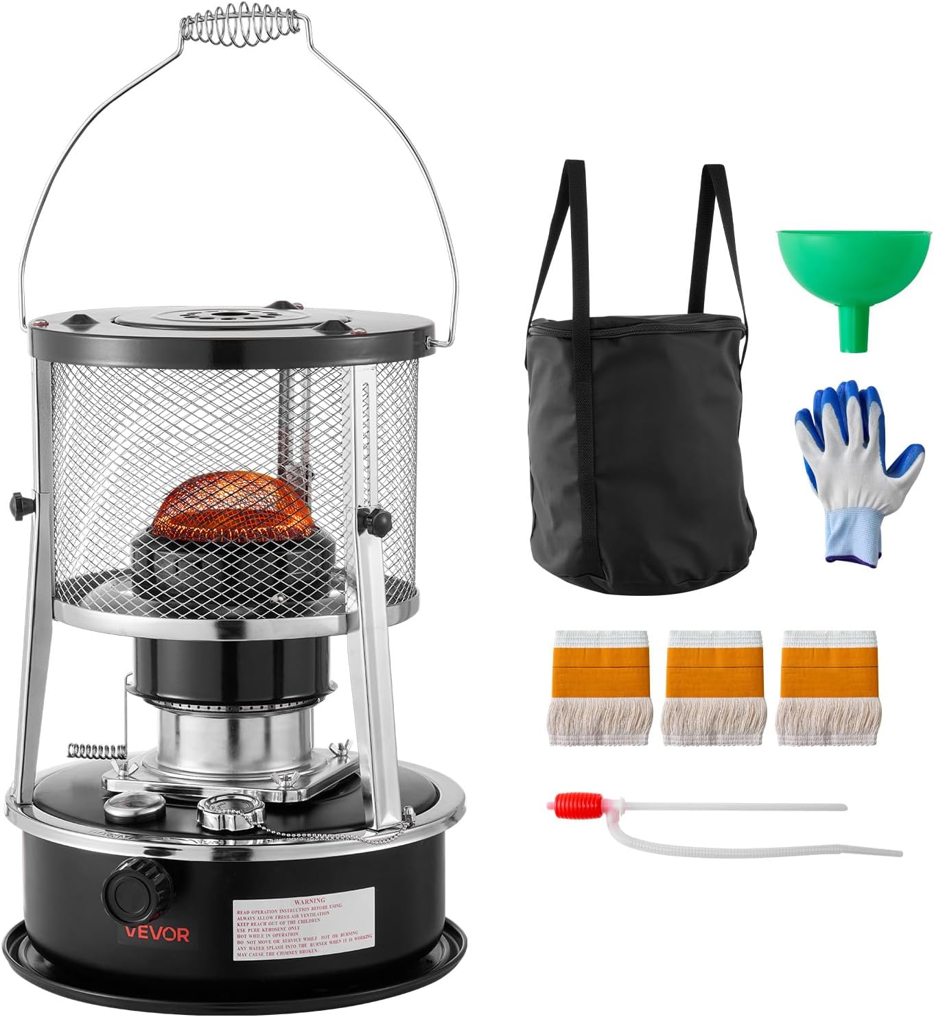 VEVOR 9000 BTU Portable Kerosene Heater & Stove, 2 In 1 Non-Electric Indoor Outdoor Heater With Adjustable Height & Flame & Easy Storage,for Camping_voghion.com