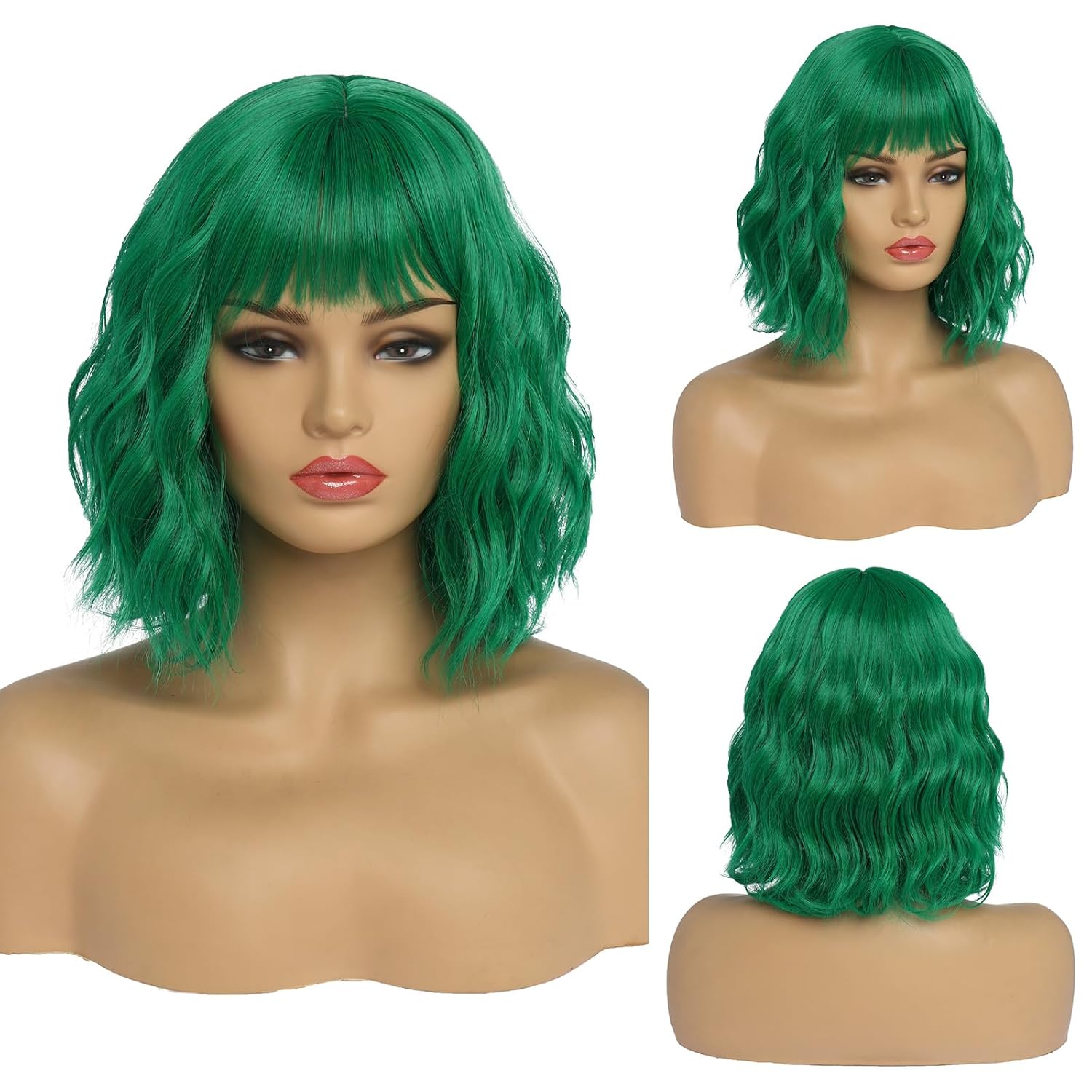 Kurze blonde Perücke für Frauen, natürliches Kunsthaar, Ombre-Bob-Perücke mit ordentlichem Pony, dunklem Ansatz für Alltag/Party/Cosplay (10 Zoll, Blond)._voghion.com