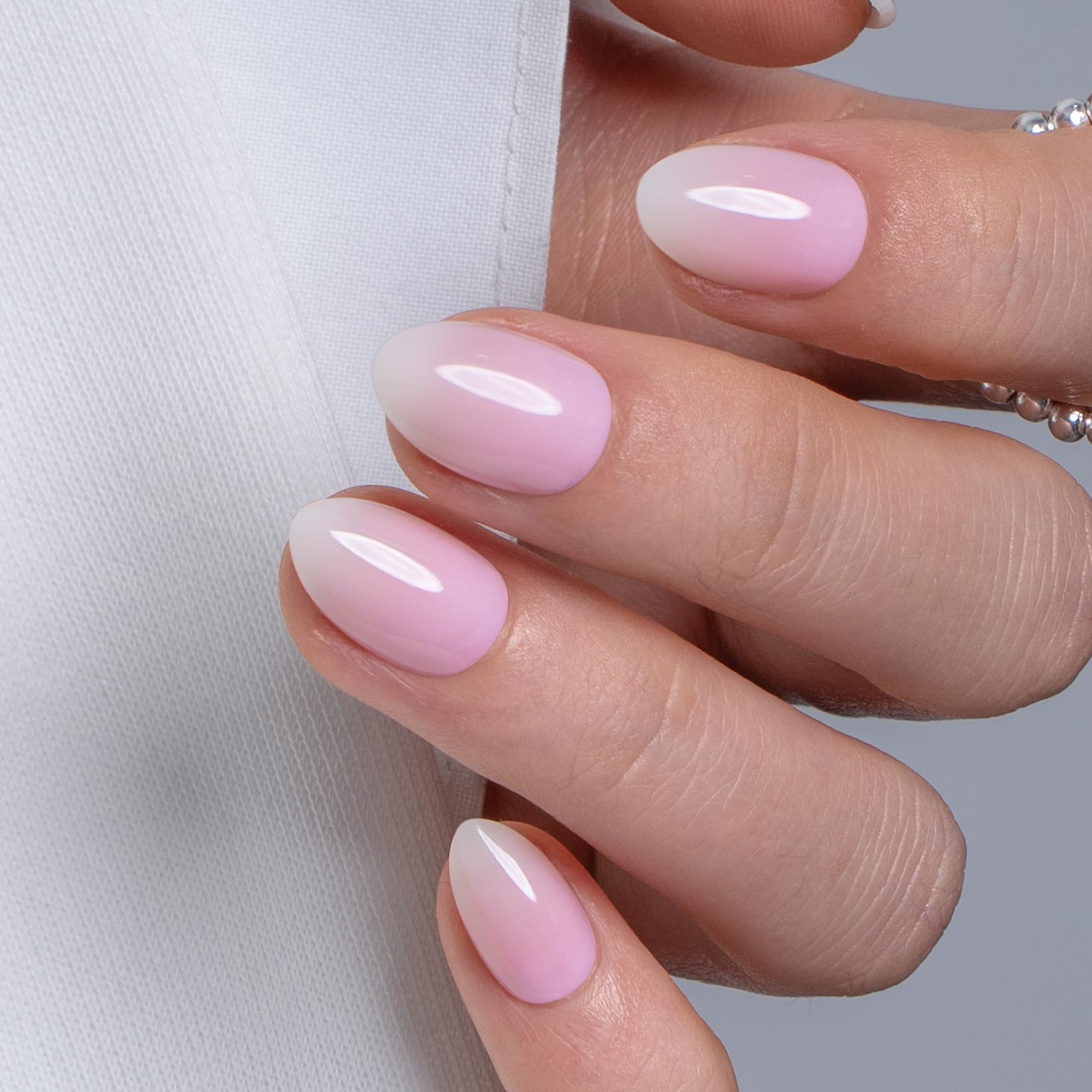 Soft Gel Almond Press On Nails Peach Nude Reusable Nail Kit_voghion.com