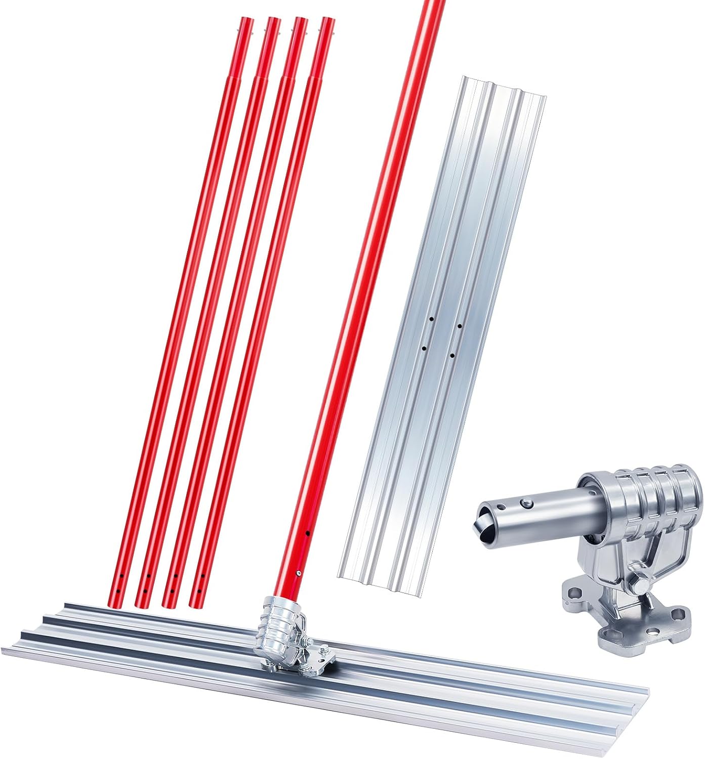48x8 Inch Bull Float Concrete Tool – Aluminum Alloy Cement Finishing Kit With 4 Handles & Adjustable Bracket For Smoothing Slabs
