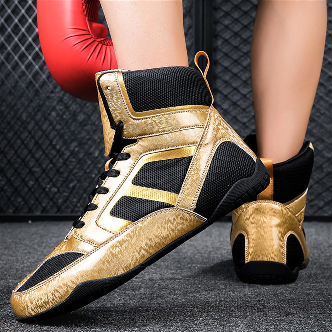 Sneakers For Women Girl, High Top Boxing Shoes Lightweight Breathable Bodybuilding Sport Trainers For Weightlifting Wrestling_vogvips.com
