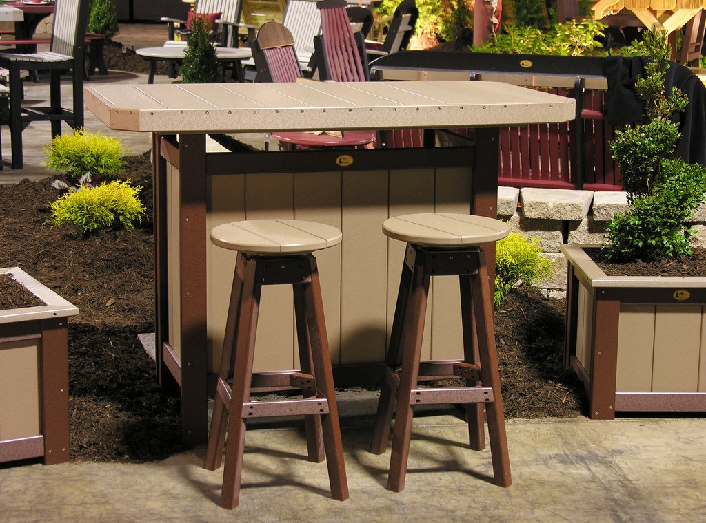 

Outdoor Polywood Serving Bar & 2 Bar Stools - *BLUE* Color