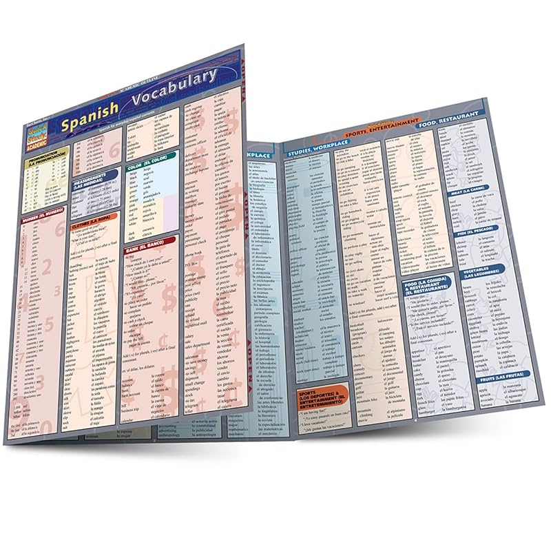 Spanish Vocabulary QuickStudy Laminated Reference Guide by Liliane Arnet M.A.