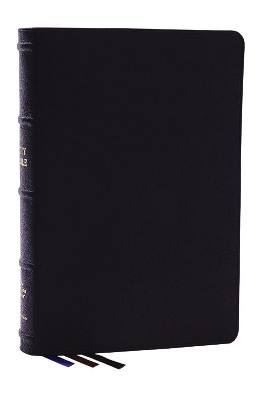 NKJV, Large Print Thinline Reference Bible, Blue Letter, Maclaren Series, Genuine Leather, Black, Comfort Print: Holy Bible, New King James Version by Thomas Nelson