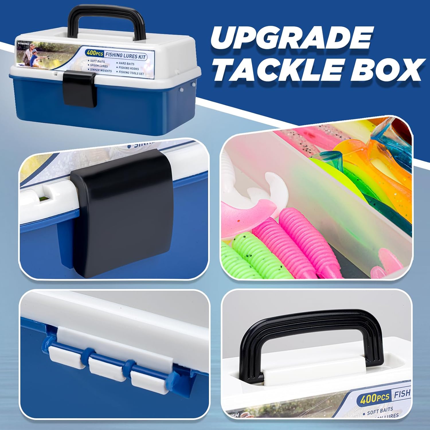400Pcs Fishing Lure Tackle Box Kit for Fresh Saltwater Set With Large  3Layer Box | eBay