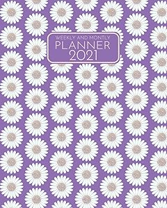Weekly Monthly Planner 2021: White Purple Flowers Planner Organizer January 2021 to December 2021 12 Month Calendar Schedule Organizer with To Do ... Gift for Women, Pretty Daisy on Purple Cover by MaryCuty Publishing