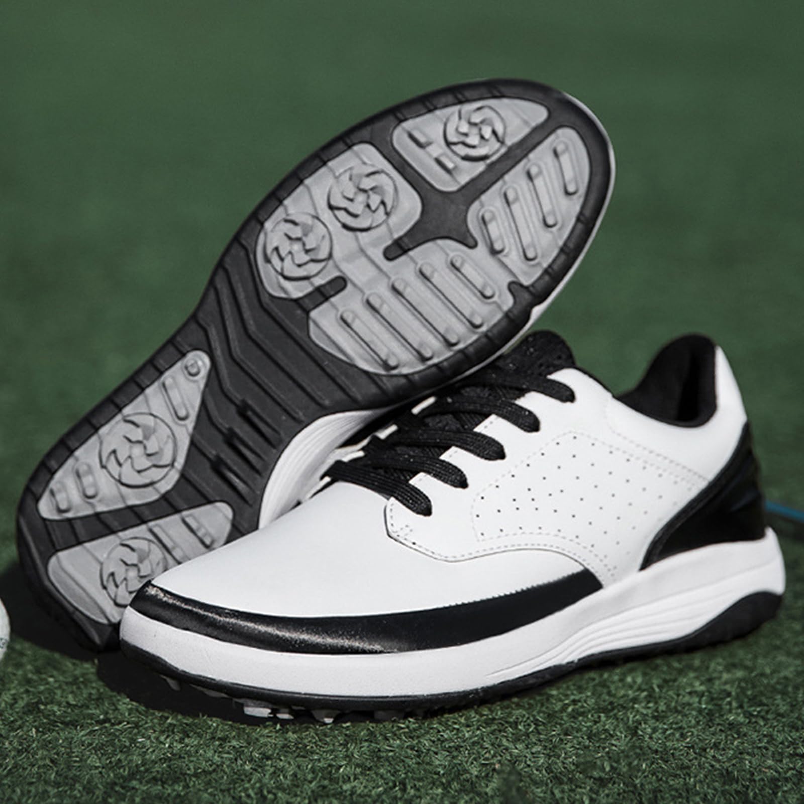 Waterproof Golf Shoes Men's Four Seasons All Weather Spiked Golf Shoes Classic Non-Slip Lace-up Professional_vogvips.com