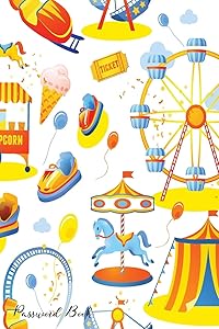 Password Book: Include Alphabetical Index With Amusement Park Seamless Pattern