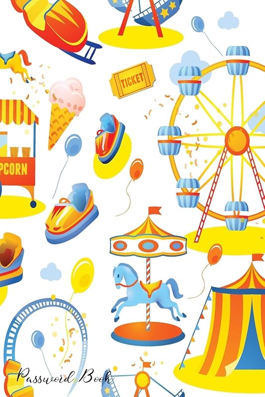 Password Book: Include Alphabetical Index With Amusement Park Seamless Pattern by Shamrock Logbook