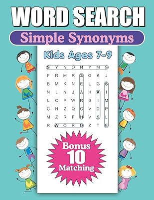 Word Search Simple Synonyms Kids Ages 7-9: Large Print Word Find Puzzles