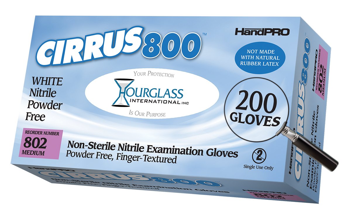 

Hourglass HandPRO Cirrus800 White Nitrile Exam Gloves, Large, White (Case of 10 Boxes, 200/Box)