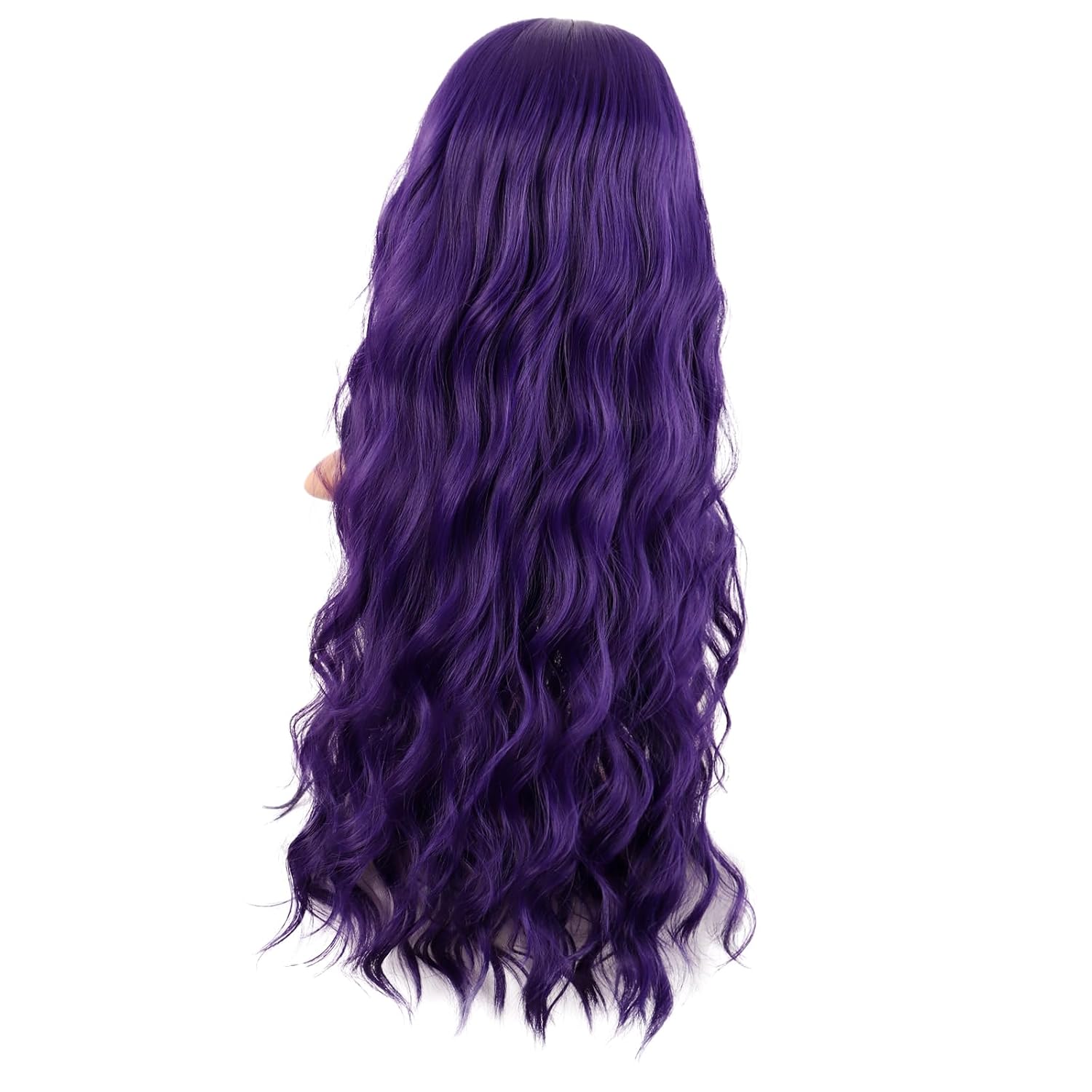 MapofBeauty Parrucca da donna ondulata, lunga 70 cm (28 pollici), senza frangia, in fibra sintetica, riccia, alla moda, per feste e cosplay (viola scuro)_voghion.com