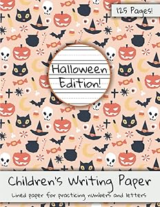 Children's Writing Paper, Halloween Edition Cover, Kids Handwriting Lined Paper: Lined paper for practicing numbers and letters by Adisan Books