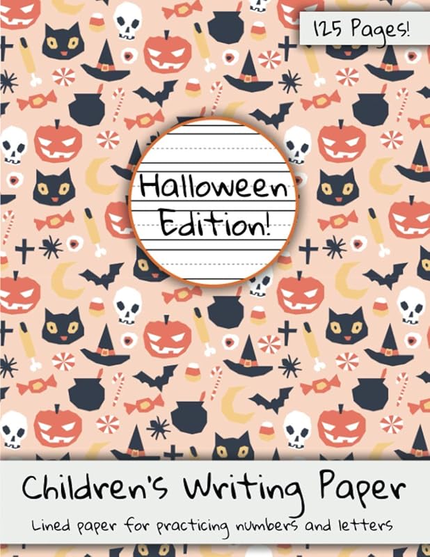 Children's Writing Paper, Halloween Edition Cover, Kids Handwriting Lined Paper: Lined paper for practicing numbers and letters by Adisan Books