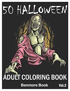 50 Halloween: Adult Coloring Book with Beautiful Flowers, Adorable Animals, Spooky Characters, and Relaxing Fall Designs Volume 2