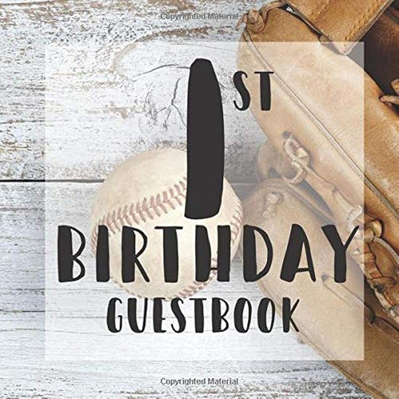 1st Birthday Guest Book: Baseball Ball Glove Sports Player Themed - First Party Baby Anniversary Event Celebration Keepsake Book - Family Friend Sign ... W/ Gift Recorder Tracker Log & Picture Space by The Guest Book Gurus