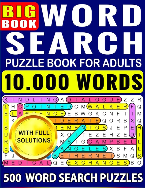 500 Word Search Puzzle Book for Adults With Full Solutions: Big book of Word Searches for Adults, Seniors and all other Puzzle Fans by Dreambrain Uchqun