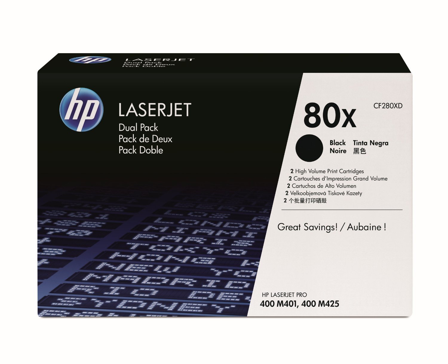 

CF280XD, HP-280X, High-Yield Toner, 6900 Page-Yield, 2/Pk, Black