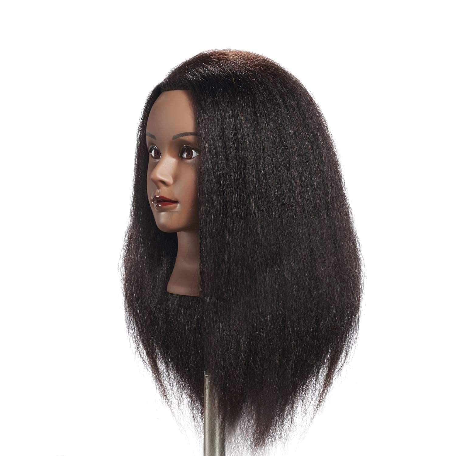 Testa di manichino 100% capelli veri, 16-18 pollici, testa da addestramento per parrucchieri e per la pratica di styling, testa di bambola per cosmetologia e per esercitazioni di trecce._voghion.com