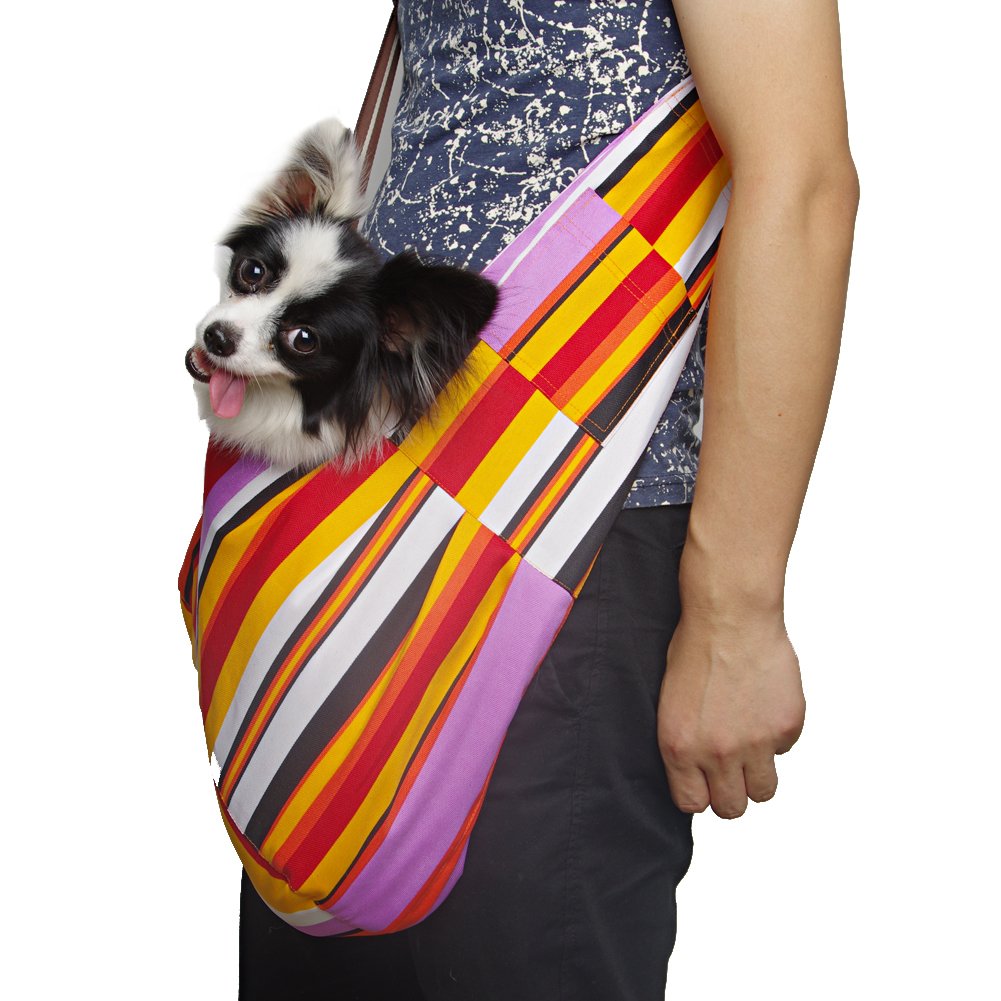 

Outward Hound New Pet Sling-style carrier Dog Cat sling Bag -Colorful Strips
