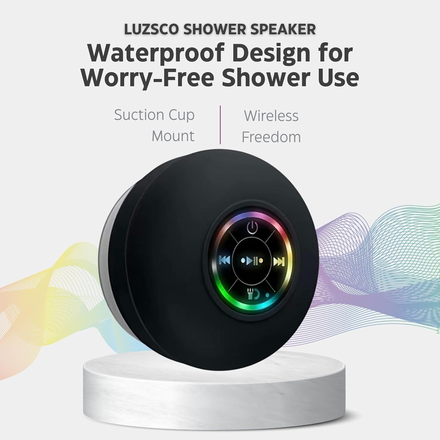 Bluetooth Shower Speaker With LED – Portable Wireless Mini Speaker With Mic & Suction Cup, IPX4 Water Resistant For Shower, Travel,Pool,River Floating_voghion.com