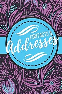 Contacts & Addresses: Blue and Purple Modern Flower Design