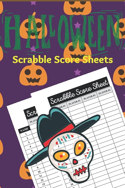 Halloween Scrabble Score Sheets: Scrabble Score Record Keeper Book Official Scrabble Score pads for 2-4 Players 6X9 book-5 by MAA Publication