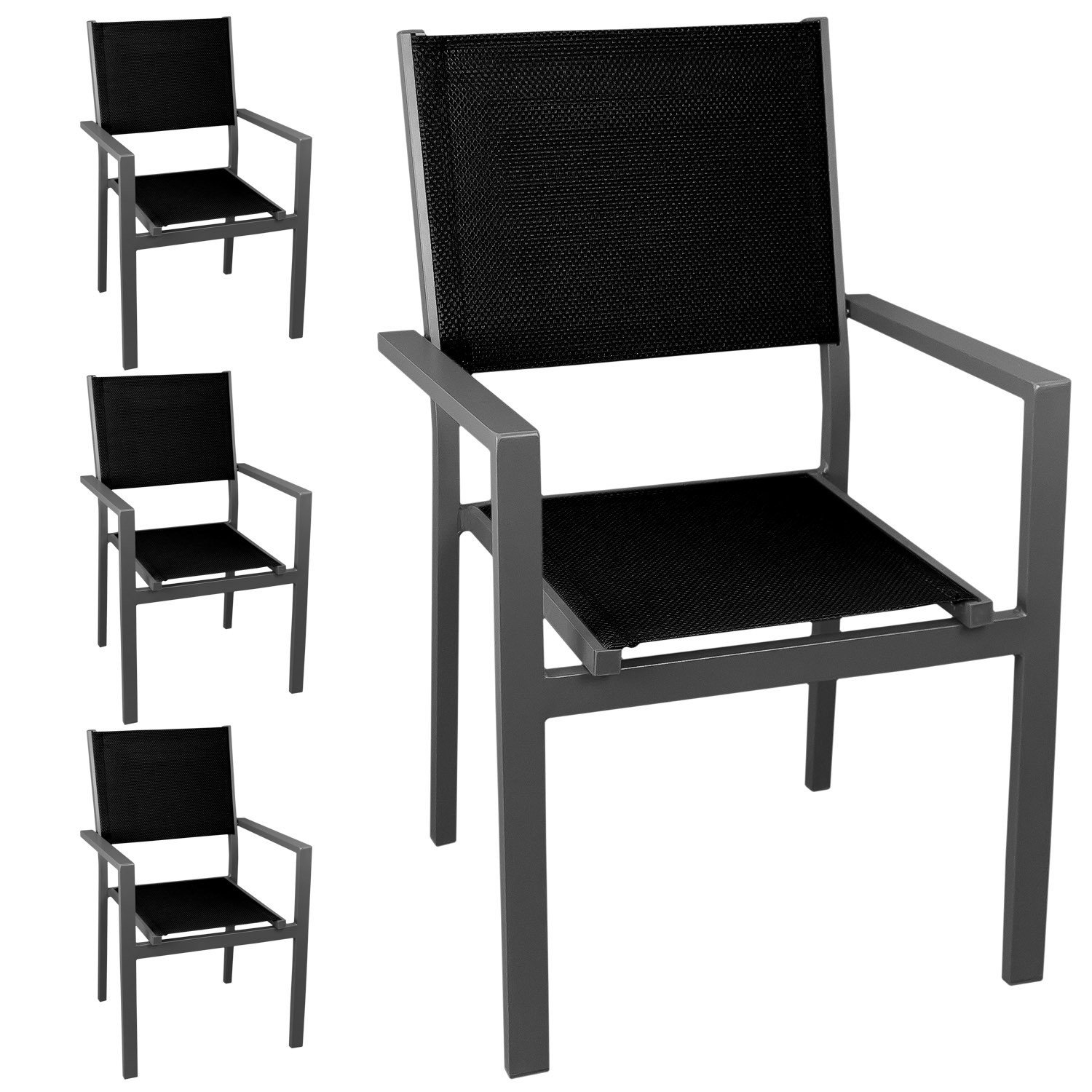 ASKON Gartenstühle 4er Set - Stapelbare Aluminium Stühle In Teak-Optik