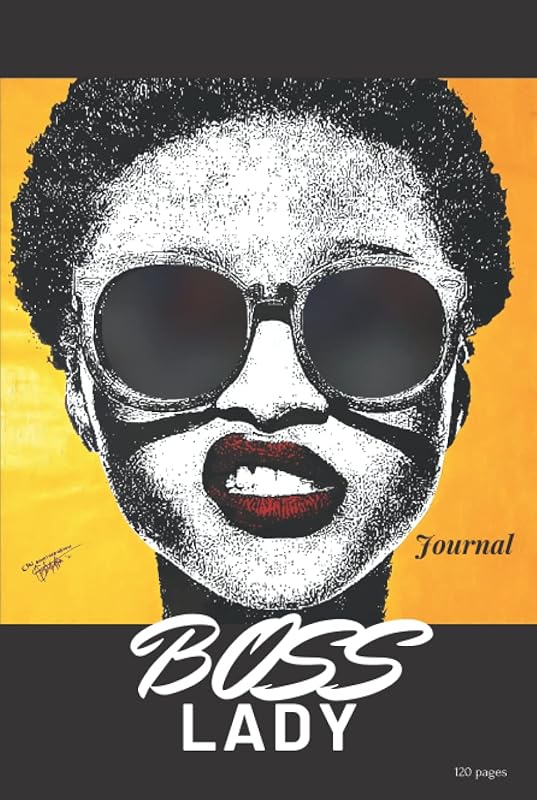 BOSS LADY JOURNAL: Jenique Hardcover Women Journal with the original picture of an art piece on the hardcover page by CHIBUIKEM JERRY-OKONDU