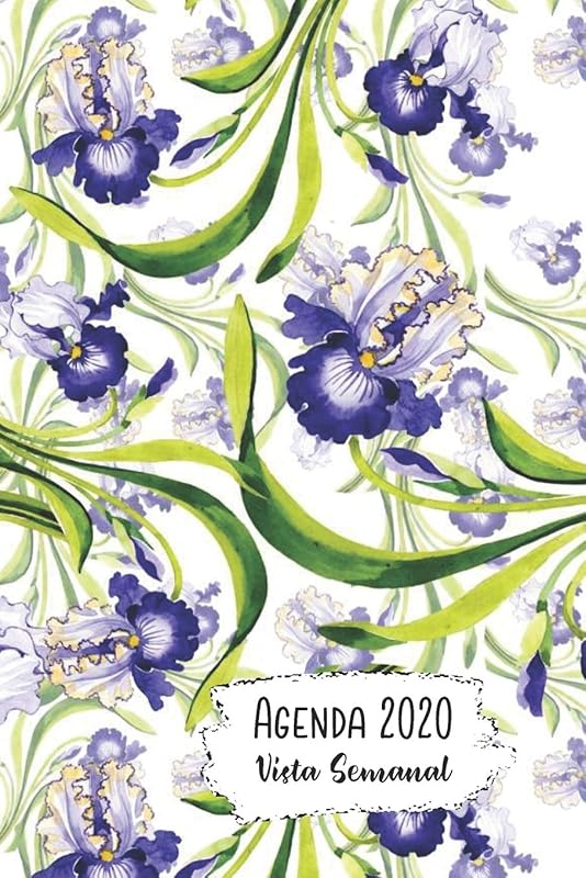 Agenda 2020 Vista Semanal: 12 Meses Programación Semanal Calendario en Español Diseño Flores Purpuras by SparkCalendario Cuadernos