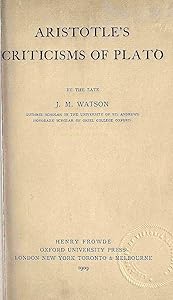 Aristotle's Criticisms of Plato