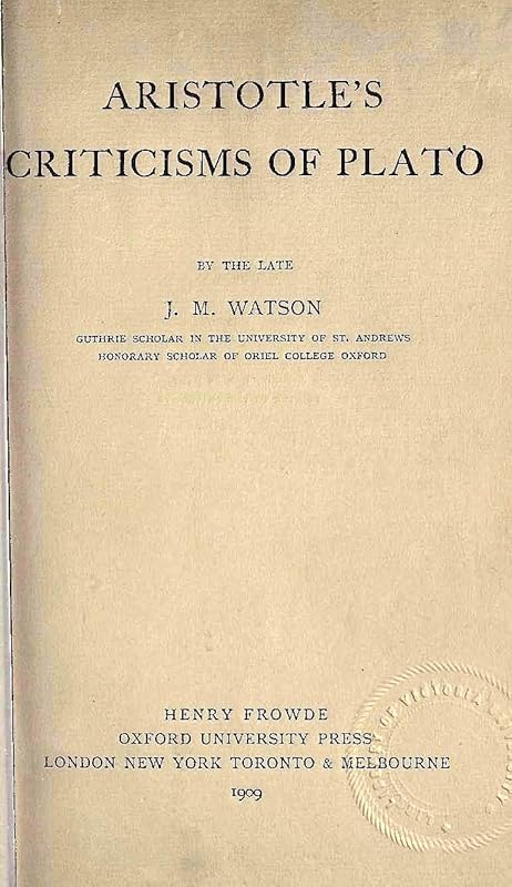 Aristotle's Criticisms of Plato by Aristotle