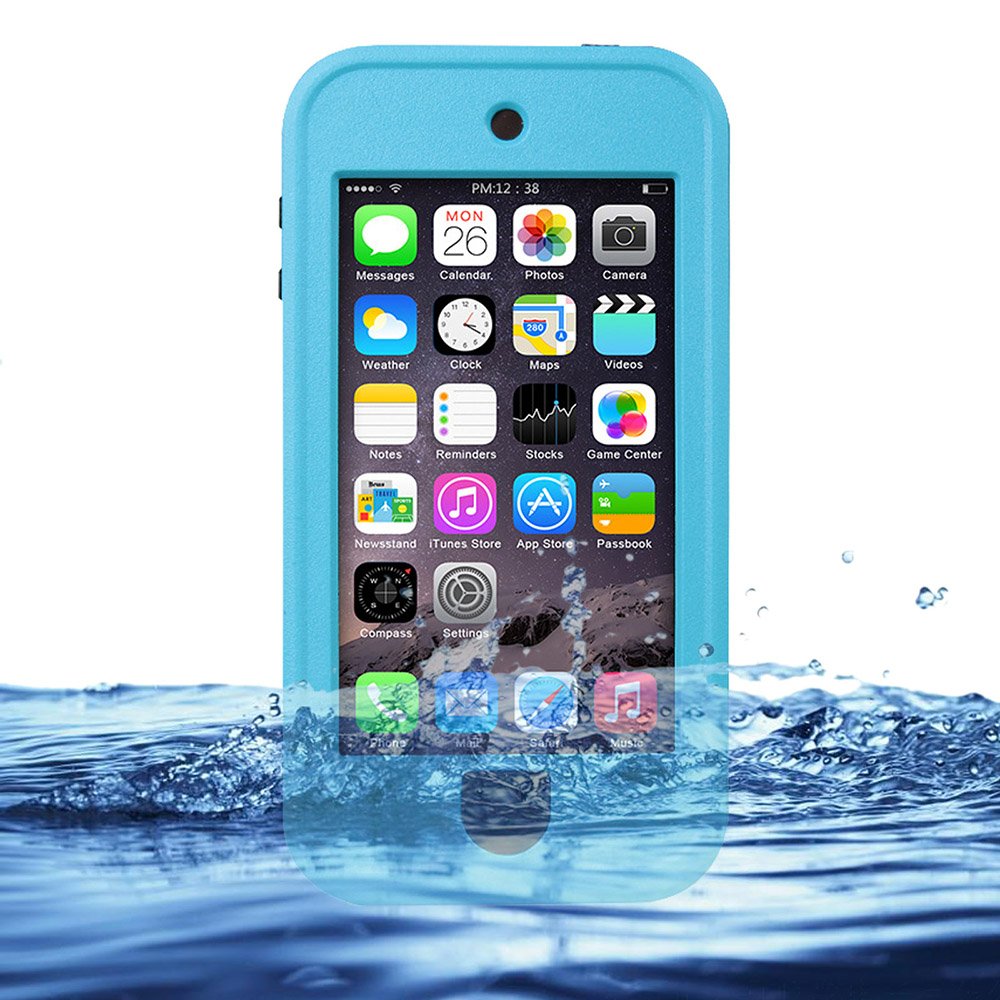 

Eazewell Durable Ultra Slim 100% Water Resistant Skin Waterproof Case Shockproof Crashproof Dustproof Ocean Proof Dirt Proof Snow Proof Sand Proof Hard Shell Protective Box Rugged Cover with Kickstand for Apple iPod Touch 5 5th