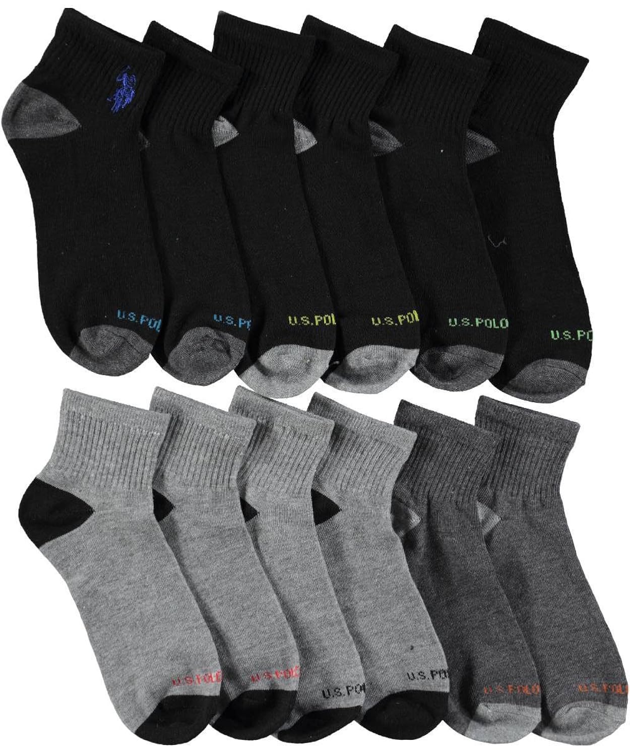 

U.S. Polo Assn. Boys' "Ankle & Toe Logo" 6-Pack Mini Crew Socks