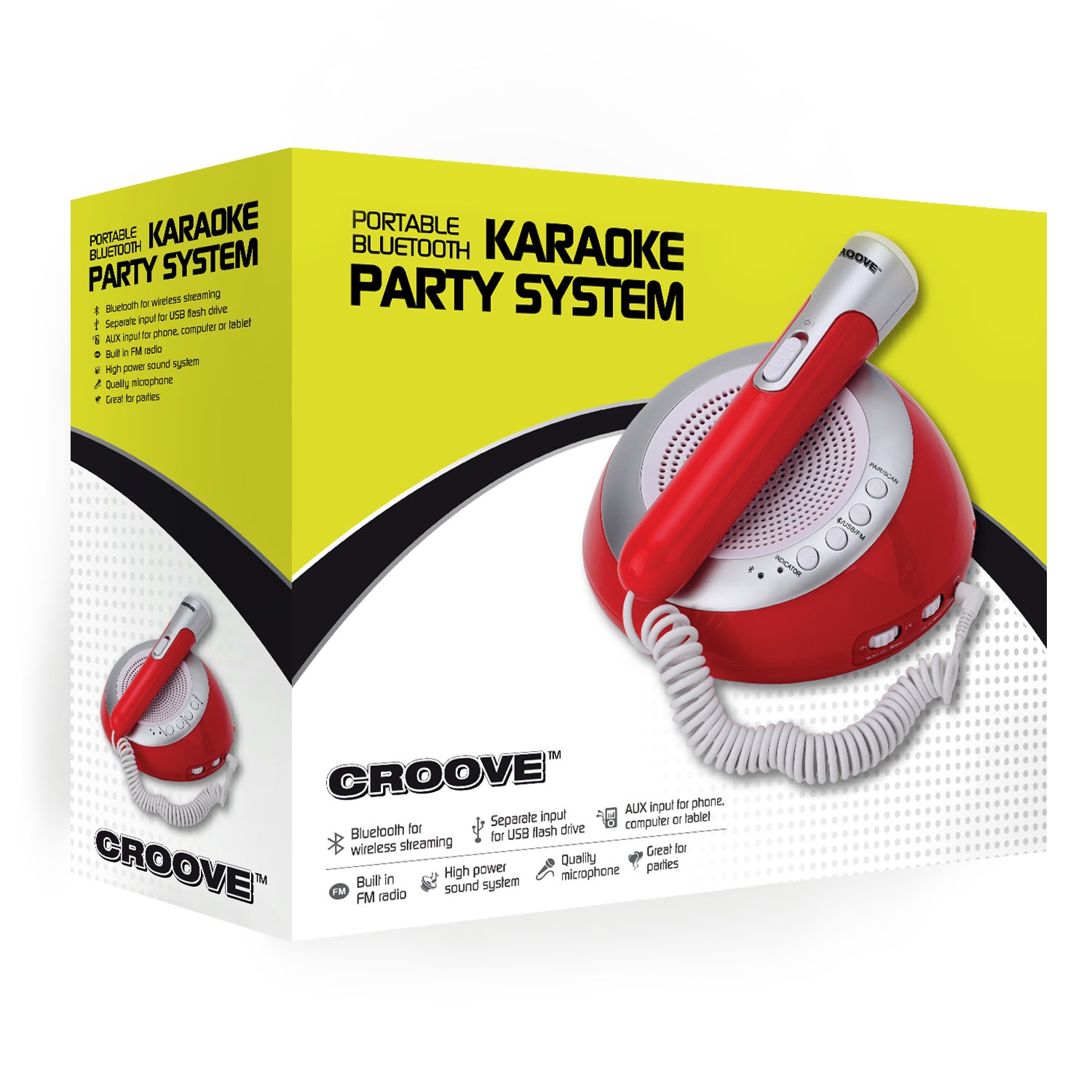 

Portable Party Karaoke Machine, Powerful Sound System with Karaoke Microphone, Connects to Bluetooth/USB/AUX , Plays MP3/WMA files, Great for Parties, Sleepovers, Beach and Fun! "Best Home Karaoke Machine"