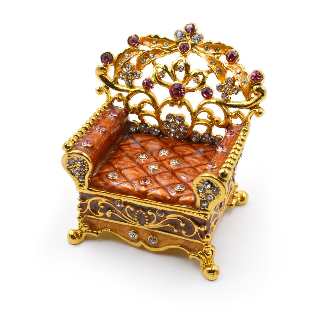 

Aisa Beautiful Pattern Crystal Studded Pewter Jewelry Trinket Box with Gift Box