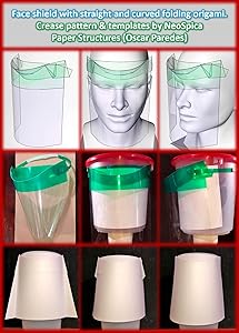 Face shield with straight and curved folding origami.: Crease pattern & templates by NeoSpica Paper Structures (Oscar Paredes) by Oscar Paredes