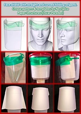 Face shield with straight and curved folding origami.: Crease pattern & templates by NeoSpica Paper Structures (Oscar Paredes)