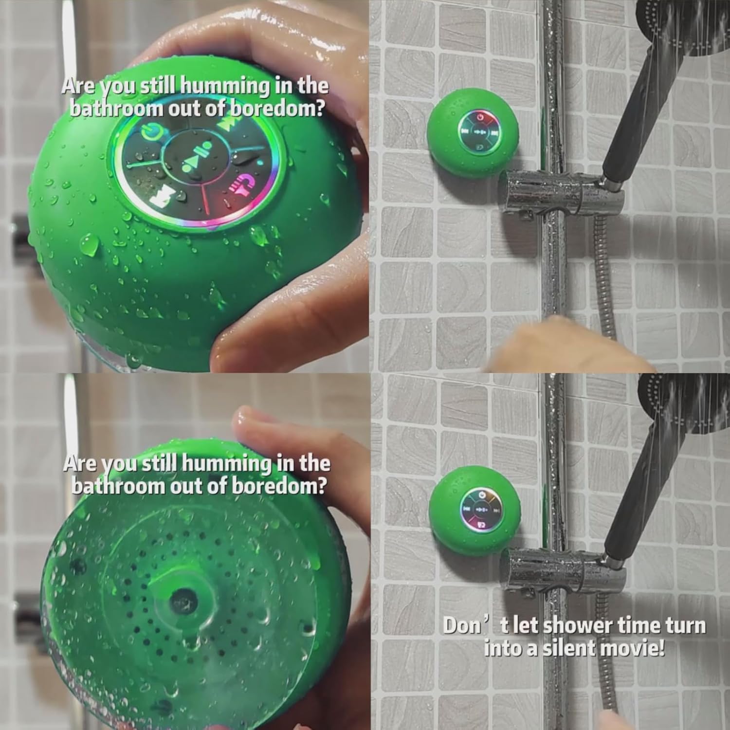 Bluetooth Shower Speaker With LED – Portable Wireless Mini Speaker With Mic & Suction Cup, IPX4 Water Resistant For Shower, Travel,Pool,River Floating_voghion.com