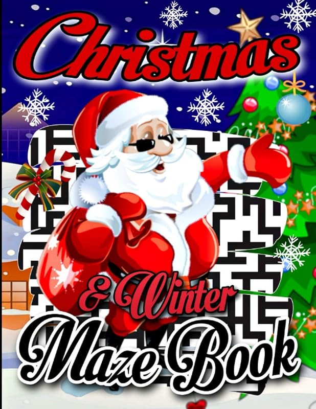 Christmas & Winter Maze Book: Maze Game Book for Teens, Adults, Senior, Large Print. by R.S Red Art Publishing