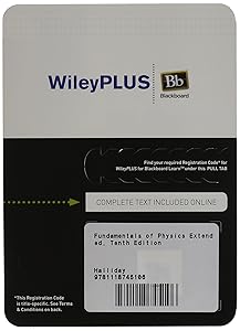 Fundamentals of Physics Extended, Tenth Edition WileyPLUS Blackboard Card